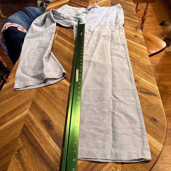 Gap Womens Light Blue Striped Linen Blend Drawstring Waist Casual Pants Nautical - Picture 7 of 9